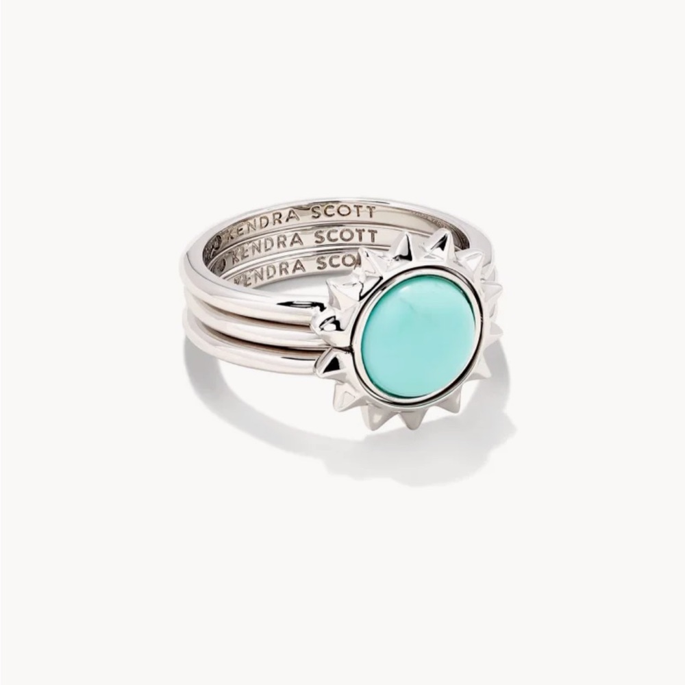 ✨Kendra Scott Sienna Silver Sun Ring Set in Light Blue Magnesite✨